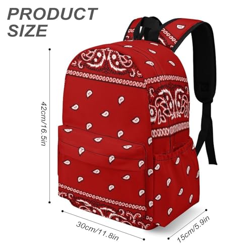 Bandana Red Classic And Stylish Large Capacity Portable Half Print Backpack3