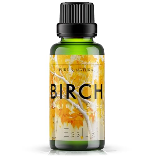 Image of Esslux Birch Essential Oil for Diffuser & DIY | 100% Pure Birch Oil for Massage, Aromatherapy, Candles & Soap Making | Crisp & Refreshing Scent, 60 ML