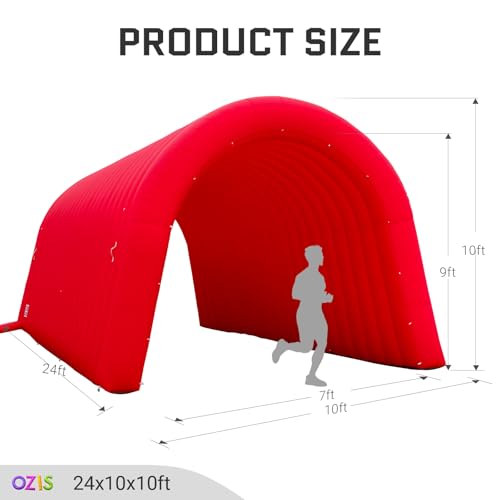 Image of OZIS 24FT Inflatable Tunnel Sports Entrance with Installed Blower Inflatable Tunnel Tent for Business Advertising Event Exhibition Promotion,Street,Shop,Supermarket,School(Red, 24x10x10Ft)