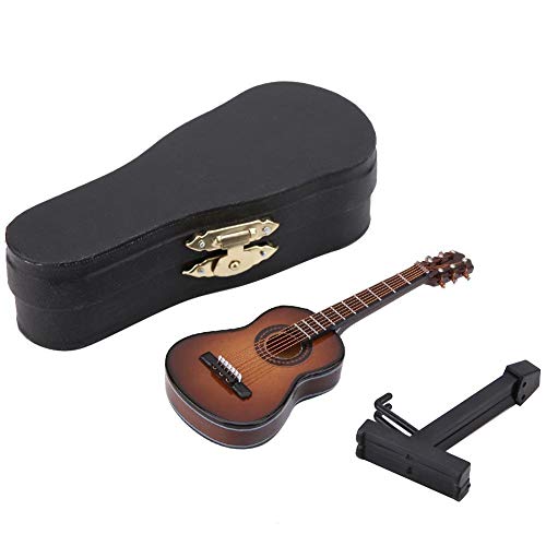 Belissy Mini guitare miniature en bois – Décoration musicale – Artisanat – Marron – 10 cm - Les Beatles, Paul McCartney, John Lennon, RIngo Starr, George Harrison Belissy Mini guitare miniature en bois - Décoration musicale - Artisanat - Marron - 10 cm