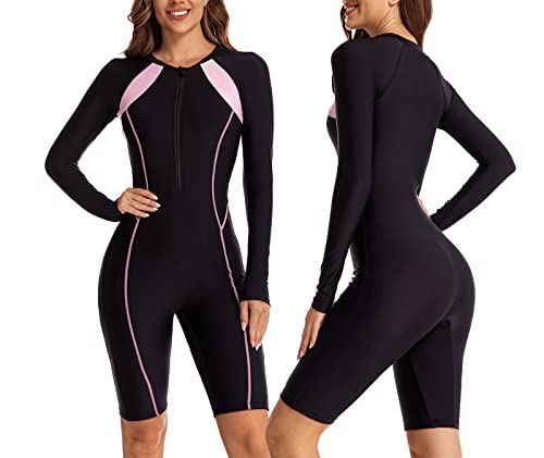 NJNJGO Roupa de banho feminina de manga comprida com proteção solar FPS 50+ e proteção solar, Estilo
