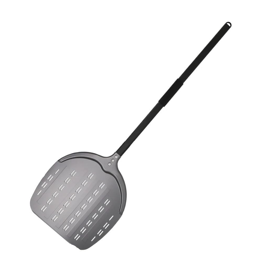 Pelle Pizza Pelle à pizza antiadhésive en aluminium, 12, 13 ou 14 pouces, long manche, accessoire de cuisine perforé(Grey 14inch 113cm)