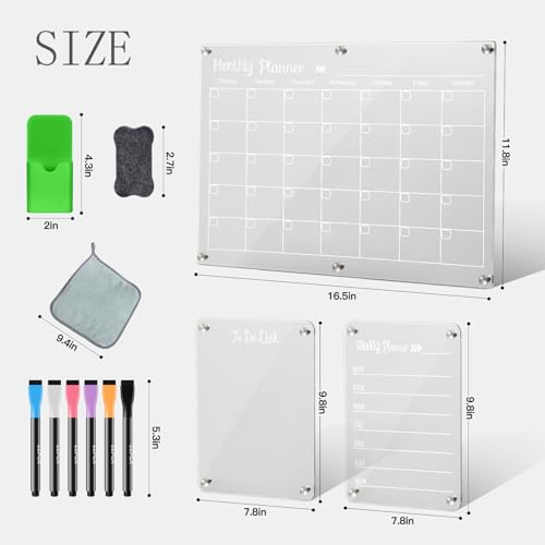 Image of Magnetic Acrylic Fridge Calendar Dry Erase Planner