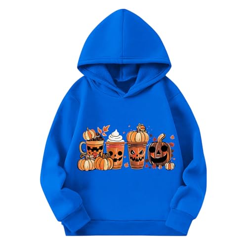 Hoodies for Teen Girls Boys Halloween Pumpkin Ghost Print Long Sleeve Kids Hooded Sweatshirts Casual Pullover Tops2