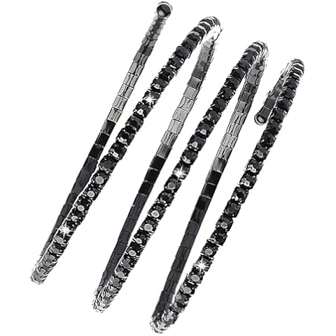 Jojomina Black Bracelets for Women Rhinestone Arm Cuff Bracelet Jewelry for Upper Arm for Prom Pageant Party Wedding Cover