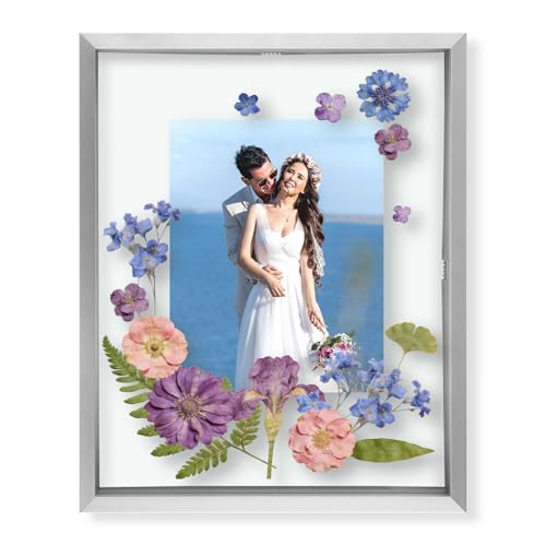 Golden State Art 8x10 Silver Aluminum Floating Picture Frame Real Glass