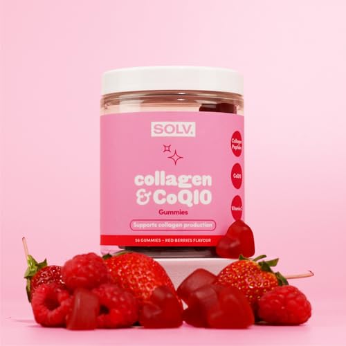 SOLV Collagen Peptides & CoQ10 Gummies – Biotin, Vitamins A & C – Supports Collagen Production for Hair, Skin & Nails – Beauty Supplement for Women & Men – 56 Chewable Red Berries Flavour Gummies (56) - Image 5