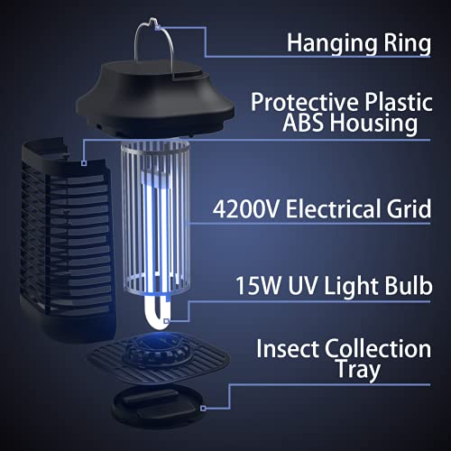 Raindot NLZQ-1 Bug Zapper Outdoor/Indoor,Mosquito Zapper 4200V High Powered Waterproof Electronic Mosquito Killer,15W Uva Mosquito Lamp Bulb,Fly Traps Patio Insects Killer,Trap Killer thumb #2