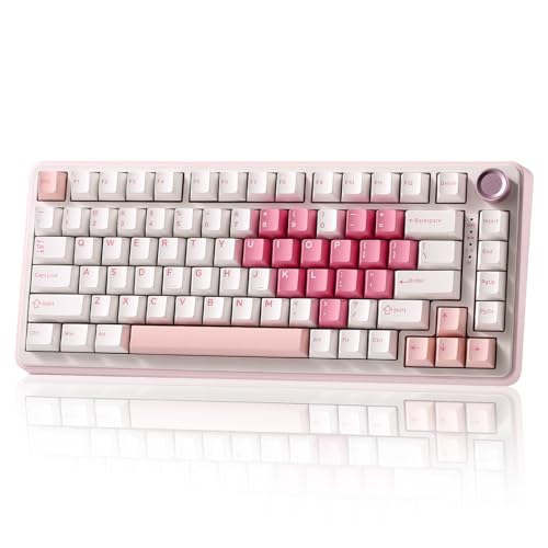 Image of YUNZII B75 PRO Wireless Mechanical Keyboard,75% Layout with Knob,Hot Swap Gasket Structure,Creamy Pre-lubed Switches,RGB Backlit,Bluetooth /Type-C /2.4G for Win /Mac (White, Milk Switch)
