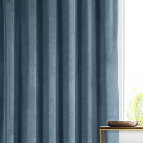 Image of HPD Half Price Drapes Signature Plush Velvet Blackout Curtains for Bedroom (1 Panel), 50W X 84L Hotel Black Out Curtains for Living Room, Thermal Insulated Blackout Curtains for Windows, Oxford Blue
