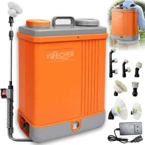 5.3 Gallon Battery Powered Backpack Sprayer, 100 PSI High Pressure 20L Electric Garden Sprayer with 12V Rechargeable Battery, Telescopic Stainless Steel Wand, 7 Multi-Functional Nozzles & Shield