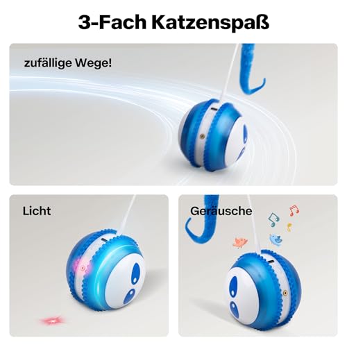 Pet Prime Interaktives Katzenspielzeug Ball mit Laserpointer Elektrish Katzen Laser Pointer Spielzeug und Katzenlaufrad