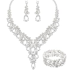 white crystal-silver tone