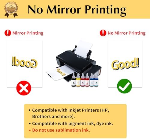 TransOurDream Iron on Heat Transfer Paper for Light T Shirts (10 Sheets, 11x17", Light 2.0) Printable HTV Heat Transfer Vinyl for Inkjet Printers Iron on Transfers for White Cotton Fabrics Alternate view