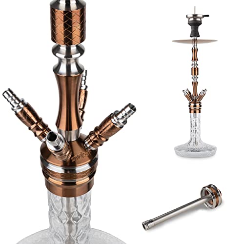 Smokah Shisha Marina - Bronze Clear | Edelstahl Shisha inkl. Molassefänger | inkl. Kaminkopf Set – Bild 3
