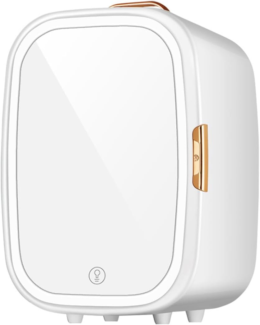 Mini Fridge Skincare Fridge With Compartments, Cooler And Warmer Portable Small Single Door Compact Refrigerator For Skin Care Drinks, Bedroom Office Travel Car(Color:/White,Size:With LED Light)