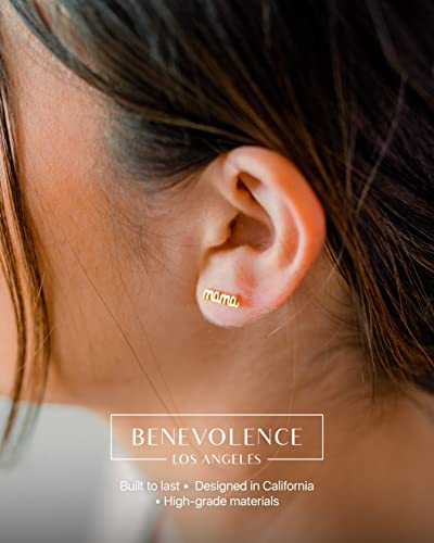 Mama Stud Earrings, 14K Gold Stud Earrings, Mama Earrings, 14K Real Gold Mama Jewelry, Mama Gifts, 14K Gold Earrings For Women, Gifts For Mom, Designed In California - 3Mmx12Mm #TOP3