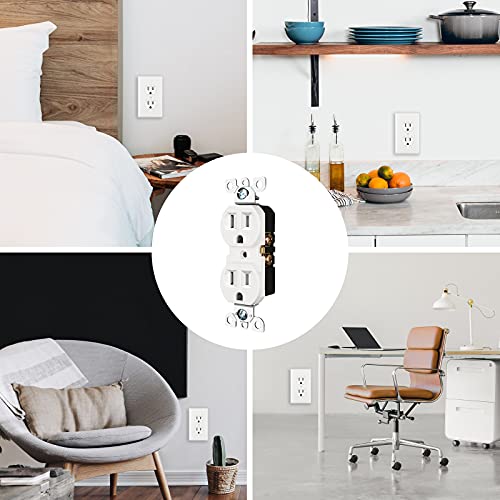 Dewenwils Duplex Receptacle Outlet, 10-Pack Standard Wall Outlet, 15Amp/125V, Tamper Resistant, Wall Plates Included, Ul Listed, White #TOP5