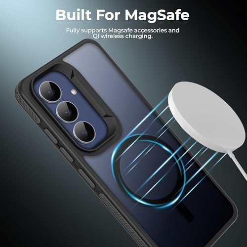 Image of A rtistque Compatible with Mag-Safe Frosted Ultra Matte Back Cover Case for Samsung Galaxy S25 FE 5G | Smooth Sides Grip | Protective Design | Raised Camera Edges | Samsung S25 Fe Back Cover - Black