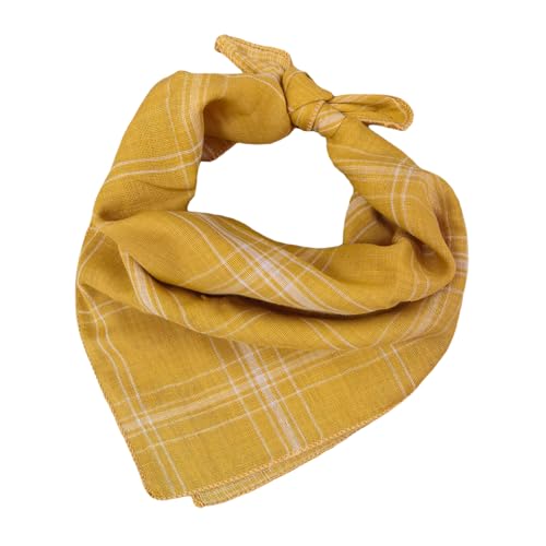 Pemilosci Double Layers Two Tones Dog Cotton Square Bandana Bibs Scarf Kerchief for Small Medium Dogs Boy or Girl - DCB27 Y&W