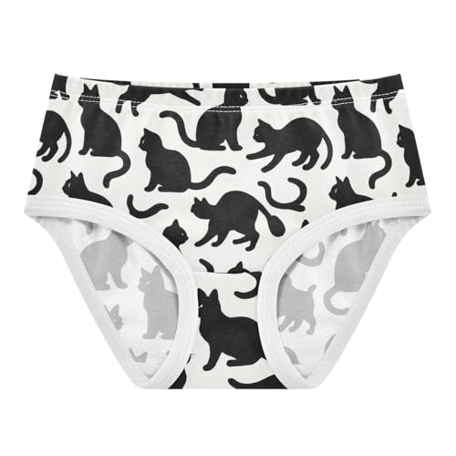 Joisal Black Cat White Silhouette Cute Panties Girl Toddler Underwear Floral Cotton Flower Kids Undies Briefs 2t