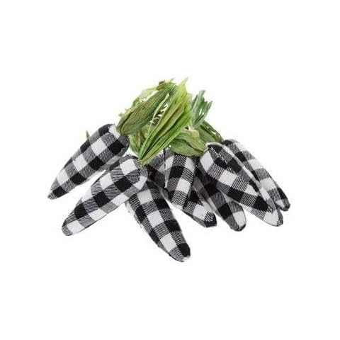 The Spotted Moose Set of 8 Mini Black and White Gingham Buffalo Check Plaid Carrots Spring Easter Bowl Fillers Cover