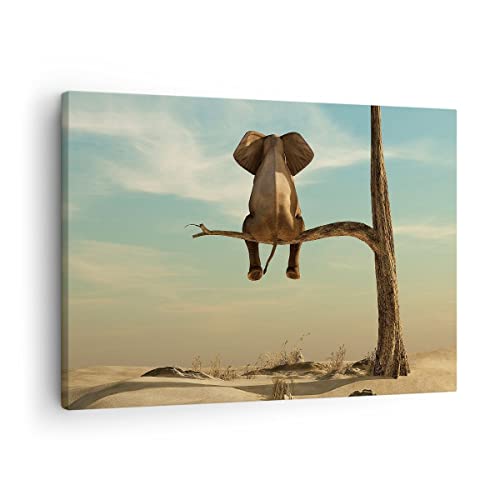 Bilder auf Leinwand Elefant sitzend Ast Leinwandbild mit Rahmen 70x50cm Wandbilder Dekoration Wohnzimmer Schlafzimmer Küche Deko Klein Wanddeko Bild Wand Kunstdruck Art Wall Decor Canvas AA70x50-4557 Bilder auf Leinwand Elefant sitzend Ast Leinwandbild mit Rahmen 70x50cm Wandbilder Dekoration Wohnzimmer Schlafzimmer Küche Deko Klein Wanddeko Bild Wand Kunstdruck Art Wall Decor Canvas AA70x50-4557
