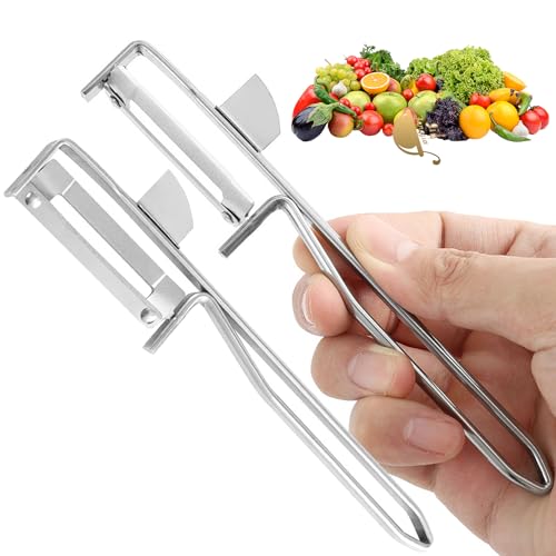 Noaxylic 2 Piezas Pelador Patatas, 15.4 x 4 cm Pelador, Acero Inoxidable Pulido Pela Patatas Manual, con Hoja Pendular Pela, para Zanahorias, Peras, Manzanas, Verduras y Frutas
