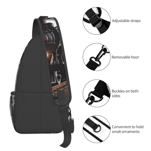 Mochila tipo crossbody Steam Train negra para senderismo miniatura 4