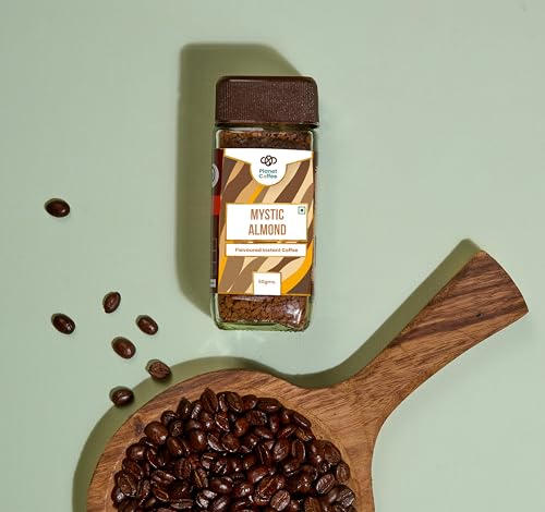 Image of Planet Coffee | MYSTIC Almond Coffee | 50 Gms Jar | Pure Arabica | Freeze-Dried Instant Coffee | No Added Sugar | Makes 25 Cups | Medium Roast | Flavoured Coffee