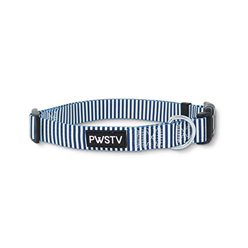 PWSTV The Pawsitive Co. Hundehalsband, Nylon, Größe S, Marineblau gestreift Cover