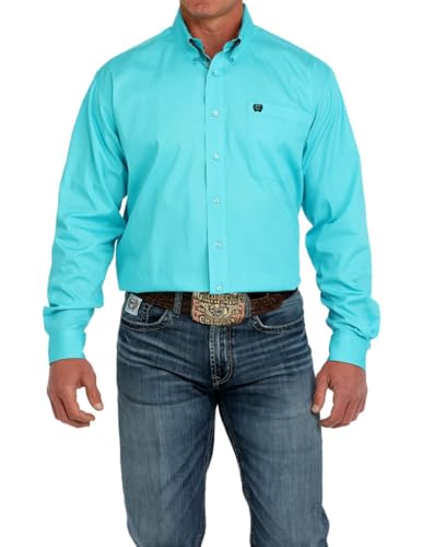 Cinch Western Shirt Mens Long Sleeve Solid Turquoise MTW1105903