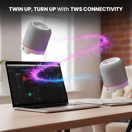 Image of Toreto Twin Magno Magnetic Wireless Bluetooth Speaker 16W | Detachable Dual Speakers, RGB Lights, 6H Playtime, TWS Stereo Mode, Type-C Charging | Portable Wireless Speaker (Black)