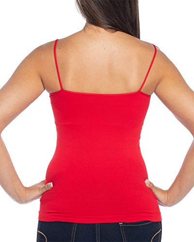 Image of Malibu Sugar Womens Camisole Tank Tops - Seamless Fitted Spaghetti Strap Cami Stretch Basic Womens Camisole for Layering XS-M
