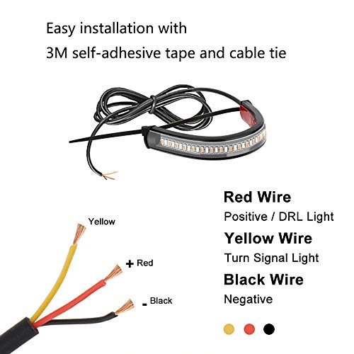Cocsmart 2Pc Flexible Switchback Dual-Color White & Amber Motorcycle Led Fork Turn Signal Blinkers Drl Daytime Running Light Waterproof Adjustable Stips Bars Kit Universal Fit Motorbike (39Mm-70Mm) #TOP2