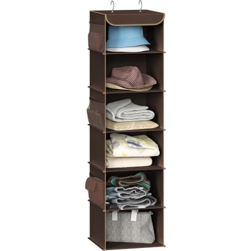 Simple Houseware 6 Shelf Hanging Closet Organizer, Brown