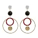 Produktbild PROVISTO Ohrringe eleganter Modeschmuck 925 Sterling Silber Ohrstecker 14K Goldfarbe Schwarz Rot Gold Damenschmuck 63 mm lange Ohrhänger in Schmuck Geschenk Box (schwarz rot gold)