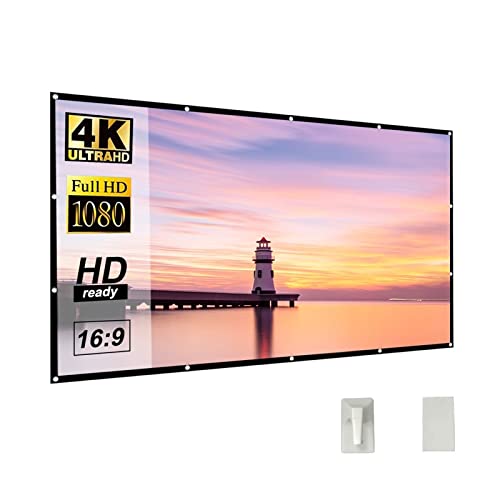 Écran de projecteur portable avec rideau en tissu réfléchissant 3D HD de 84 pouces