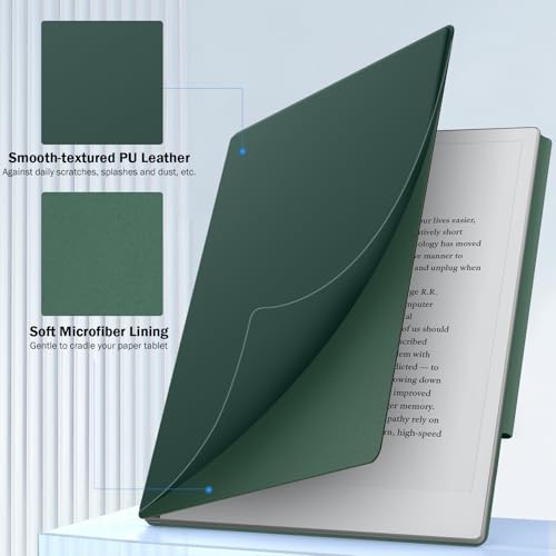 Image of MoKo Case for Remarkable 2 Tablet 10.3 inch with Pen Holder, Midnight Green | Ultra-Thin, Back Magnetic Design, Smart Folio Cover