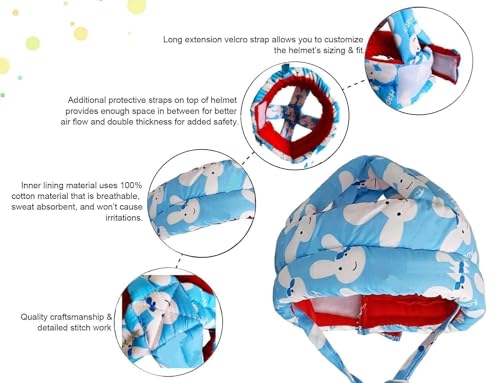 Image of Baby Helmet No Bump Safety Head Cushion Bumper Bonnet Adjustable Protective Cap Child Safety Headguard for Running Walking Crawling Safety Helmet (Blue)