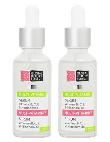 Global Beauty Care Multi-Vitamin Facial Serum with Vitamins B, C, E & Niacinamide – Hydrate, Revitalize, 1.7 fl oz - 2 Pack