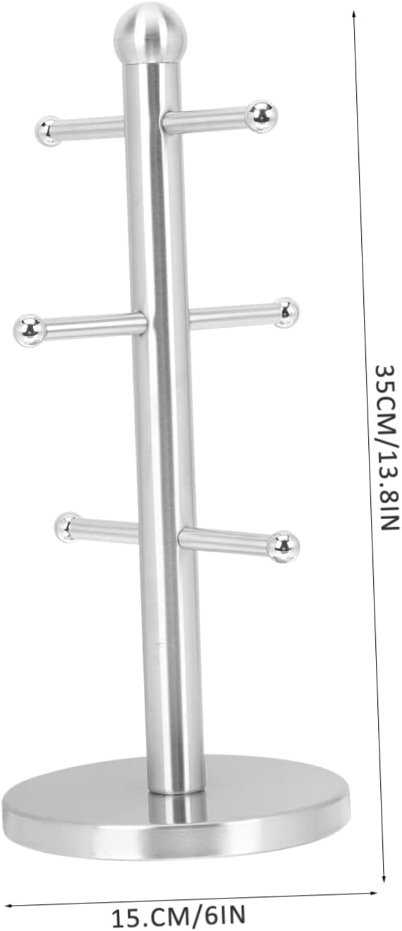 PRETYZOOM Mug Tree Organizer Stand Stainless Cup Holder for Countertop Space Saving Design with Smooth Edges for Tea and Coffee Mugs Versatile Storage