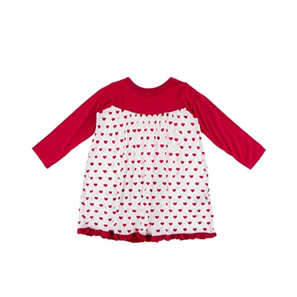 KicKee Pants Full of Hearts Valentine’s Day Swing Dress for Girls, Long Sleeves, Super Soft Baby and Kid Clothes