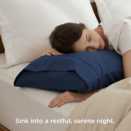Image of Bedsure Pillow Cases Standard Size Set of 4 - Navy Brushed Microfiber Pillowcases 4 Pack, Super Soft and Cozy Pillow Case Covers with Envelope Closure for Kids, Wrinkle, Fade Resistant, 20x26 Inches