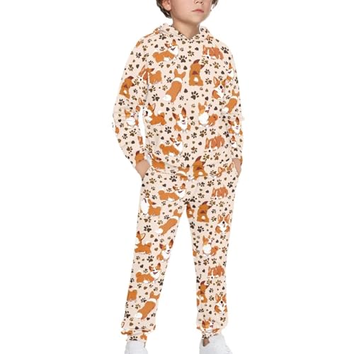 Kids Fall 2 Piece Outfits Girls Cute Sweatsuit Size 5-12 Long Sleeve Hooded Sweatshirt and Sweatpants Sets3