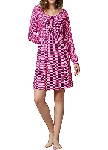 Chemise de nuit polka dot femmes vêtement de nuit manches longues