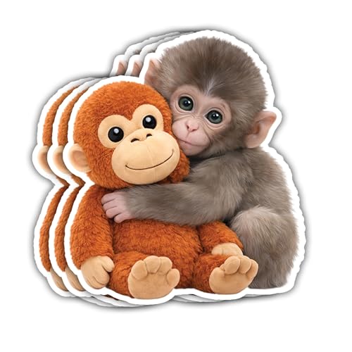 VOTANTA (3 Pcs, 3 inch) - Monkey Punch Sticker, Cute Baby Monkey Stickers, Time to Be Brave Team Punch Decal, Animal Lover Gifts Decoration for Laptops, Phones, Water Bottles