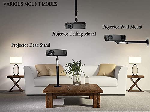 Universal Projector Mount Projector Ceiling Mount 12-17 In Adjustable Height 360° Rotation Stainless Aluminium Alloy Cable Management Projector Wall Mount For Mini Projector Video Cctv Dvr Camera #TOP6