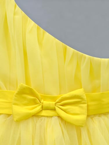 Image of A.T.U.N. (All Things UBER Nice) Girls Knee Length Solid One Shoulder Bow Fit & Flare Dress