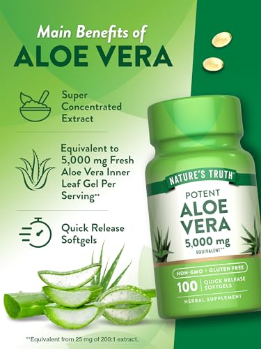 Nature's Truth Aloe Vera Softgels | 5000mg | 100 Count | Non-GMO and Gluten Free Supplement - Image 6